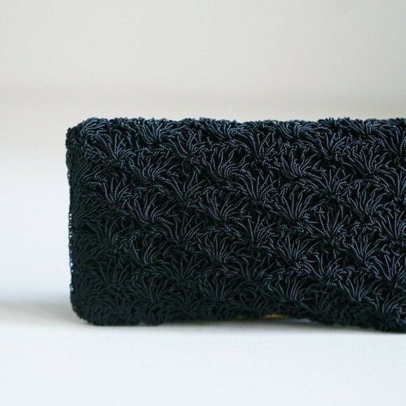 Black Crochet Look Beaded Japan Made Chic Bag - Picture 1 of 8